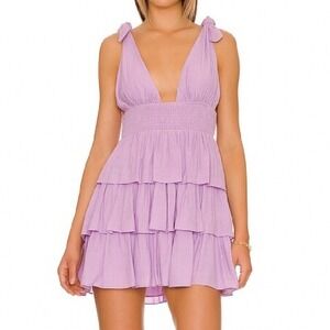 Lovers and Friends Brielle Mini Dress Lavender Purple Tiered Ruffle Revolve S